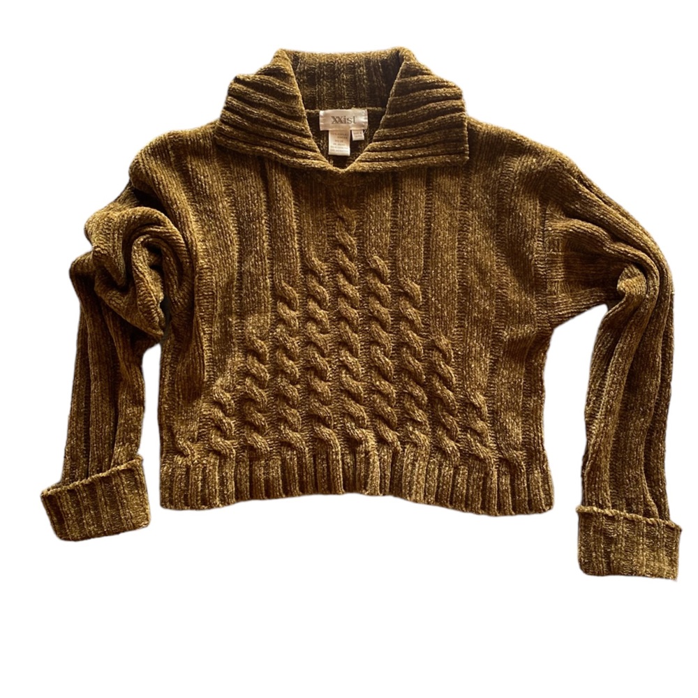 Beautiful XXist Green Knit Sweater Cuffs Long Sleeves Size M Great Condition!